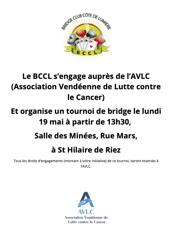 Le BCCL s’engage auprès de l’AVLC (Association Vendéenne de Lutte contre le Cancer)